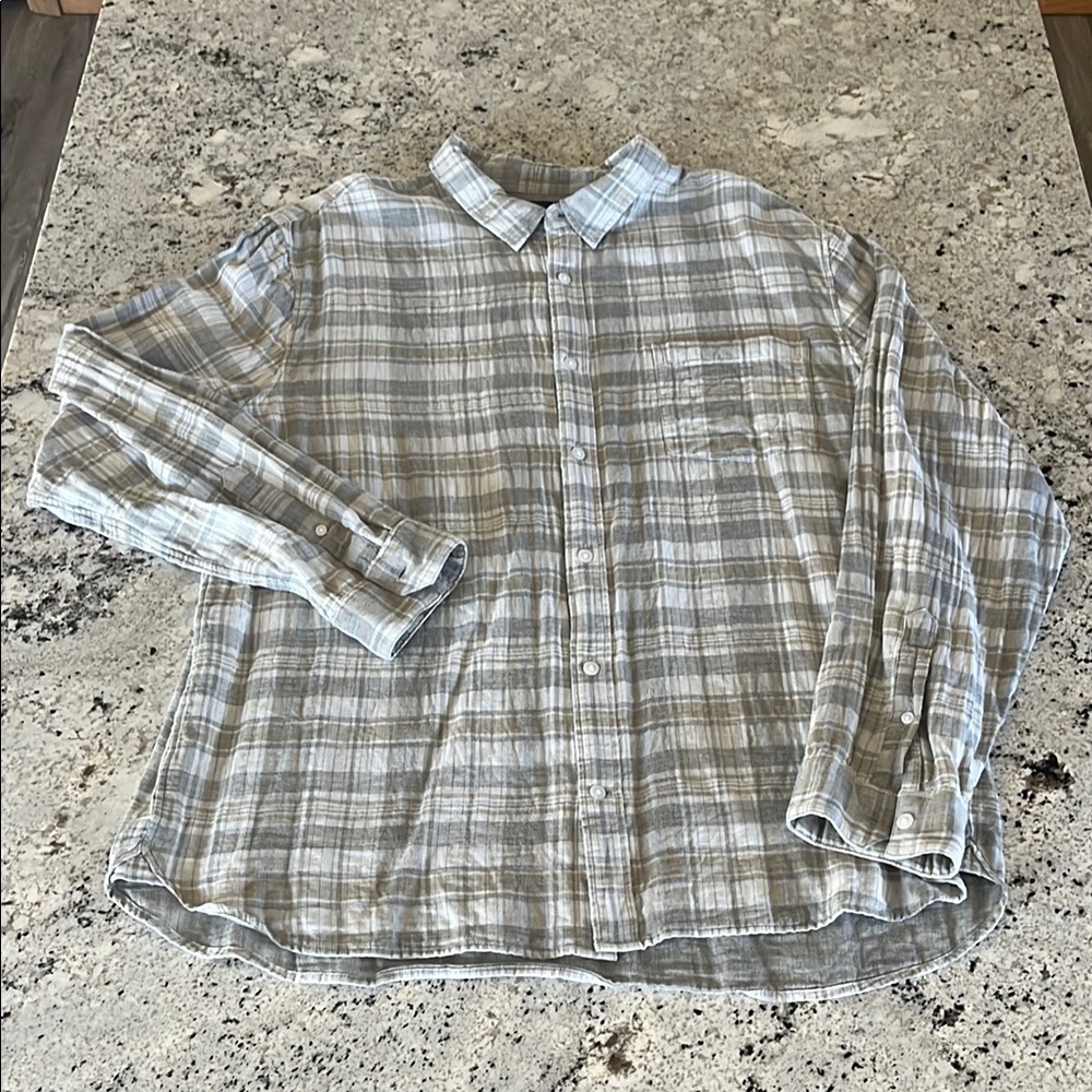 Vince Men's Gray Plaid Shirt